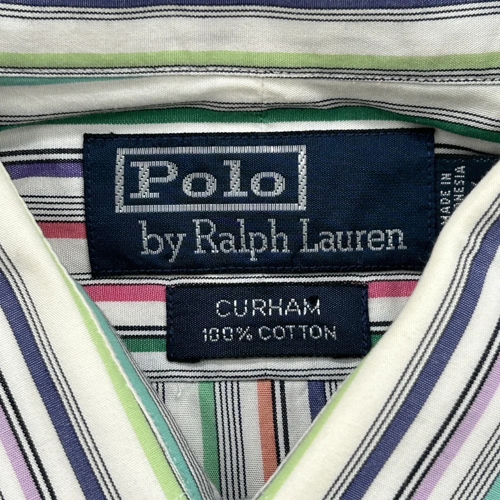 Polo Ralph Lauren Shirt Mens 15.5 34/35 Durham Multicolor Striped Vintage 90s